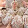 Class A soft waxy washed cotton four-piece bedding cute small fresh quilt cover bed sheet student dormitory bed hat model