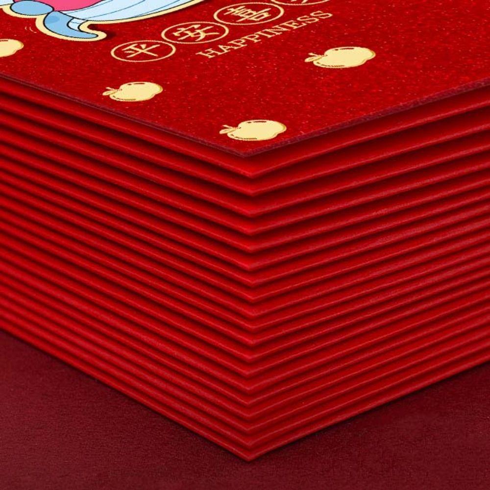 12Pcs Hot-stamped Chinese New Year Red Envelope Frosted Blessings Printing Spring Festive Lucky Money Bag Solid Rectangular