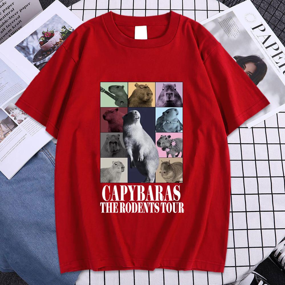 Funny Capybara The Rodents Eras Tour Meme Graphic T Shirt Summer Unisex s Women s Vintage Fashion T-shirt Casual Oversized T Shirts S