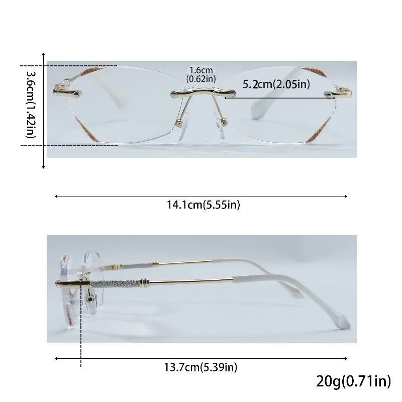 2PCS Elegant Frameless Diamond Cut Edge Glasses For Women High-Definition Anti-Blue Light Anti-Fatigue Glasses