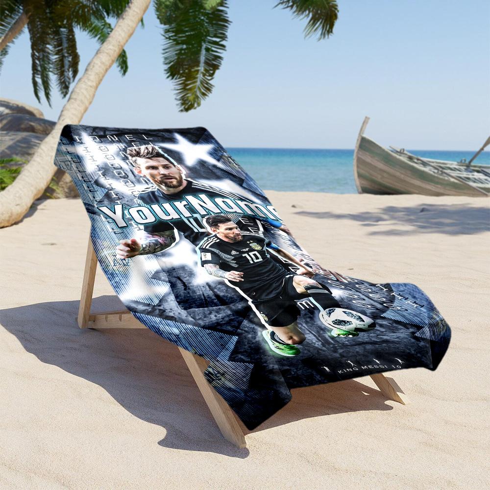 Messi Personalisiertes Text Strandtuch Hohe Saugfähigkeit & Schnelltrocknend Perfekt für Reisen Yoga Camping und Schwimmen