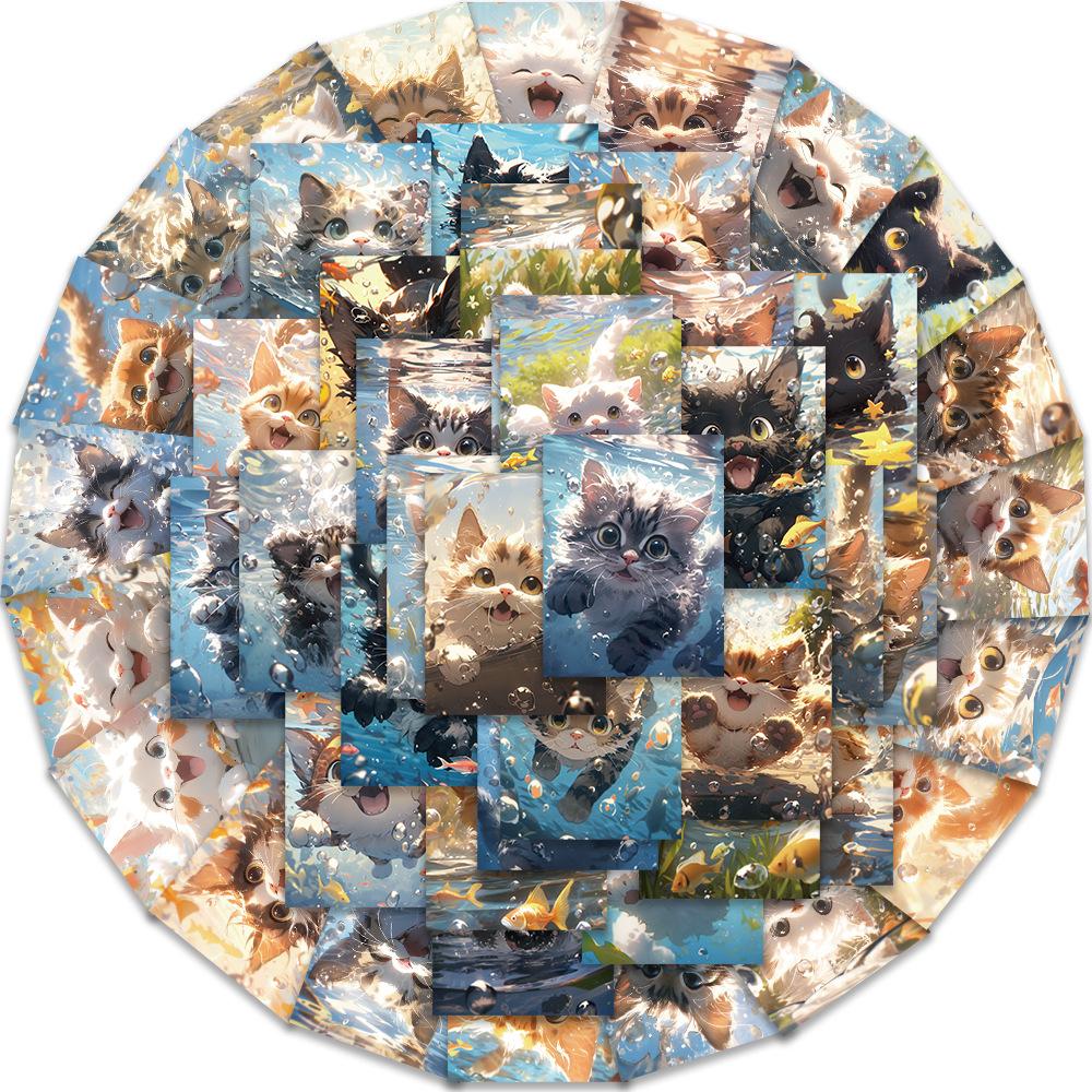 50 Cartoon Anime Cat Stickers Decorate Guitar Notebook Suitcase DIY Waterproof Stickers