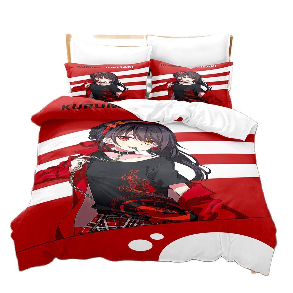 3D Printed Anime Lovely Girl Cute Bedding Set Down Quilt Cover With Pillowcase Double Complete Queen King Bedding