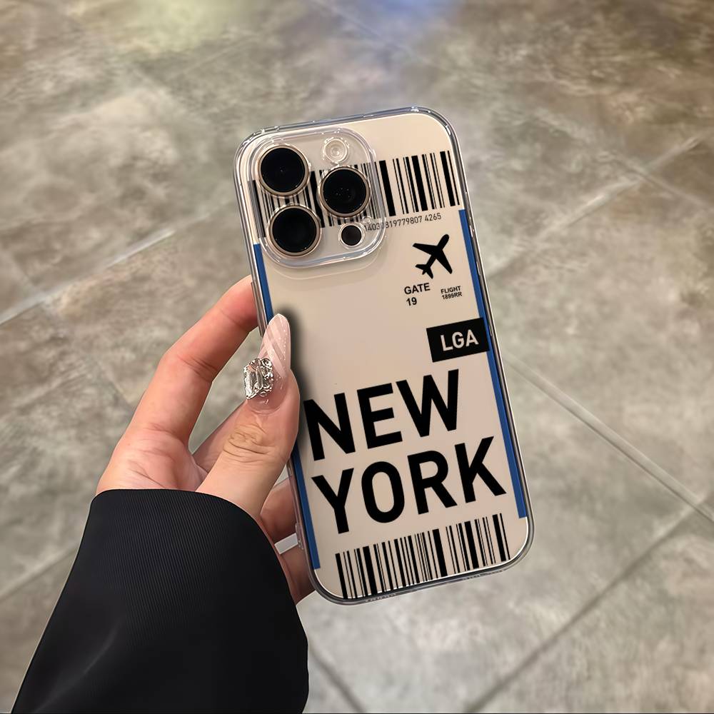 Funny World City Tourist Ticket Label Phone Case For iPhone 17 16 15 14 13 12 11 Pro Max Plus Mini Clear Soft Shell Thin Tpu