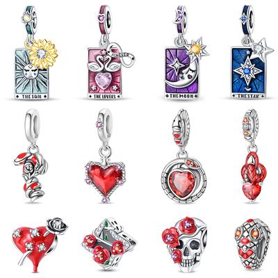New Copper Fashion Tarot Pendants Mysterious Spirit Snake Skull Rose Charms Beads Fit Qikaola Bracelets Diy Jewelry