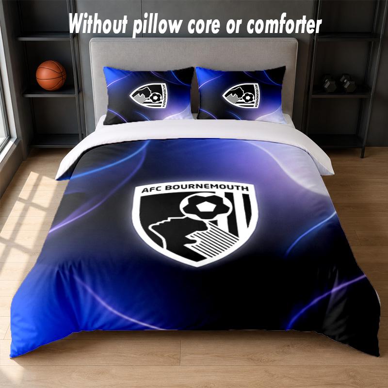 Bournemouth Football Design Bed Bedding Set 1 Duvet Cover + 2 Pillowcases Soft Breathable Household Bed Linens