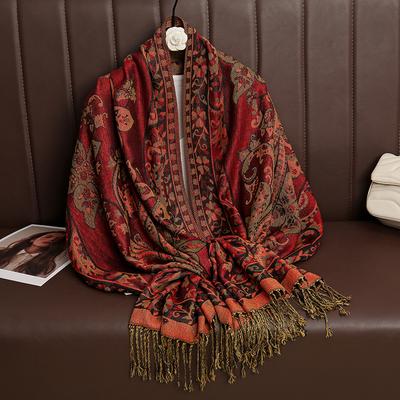 Jacquard Outerwear Women'S Shawl Ethnic Style Paisley Scarf Women'S Spring And Summer Retro Long Scarf Headscarf