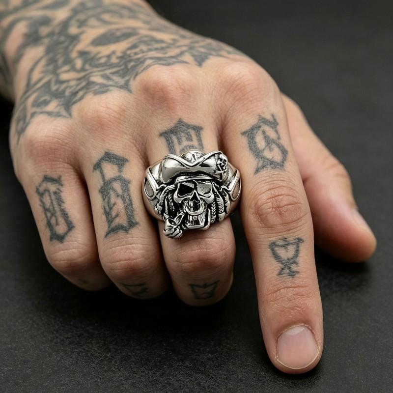 Adjustable Open Skull Ring Vintage Pirate Style Copper Statement Jewelry Men Women