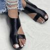 2025 Beach Shoes Women's Sandals Roman Open Toe Flat Leather Outdoor Ladies Casual Sandals Plus Size Summer Women 43 Sandalias