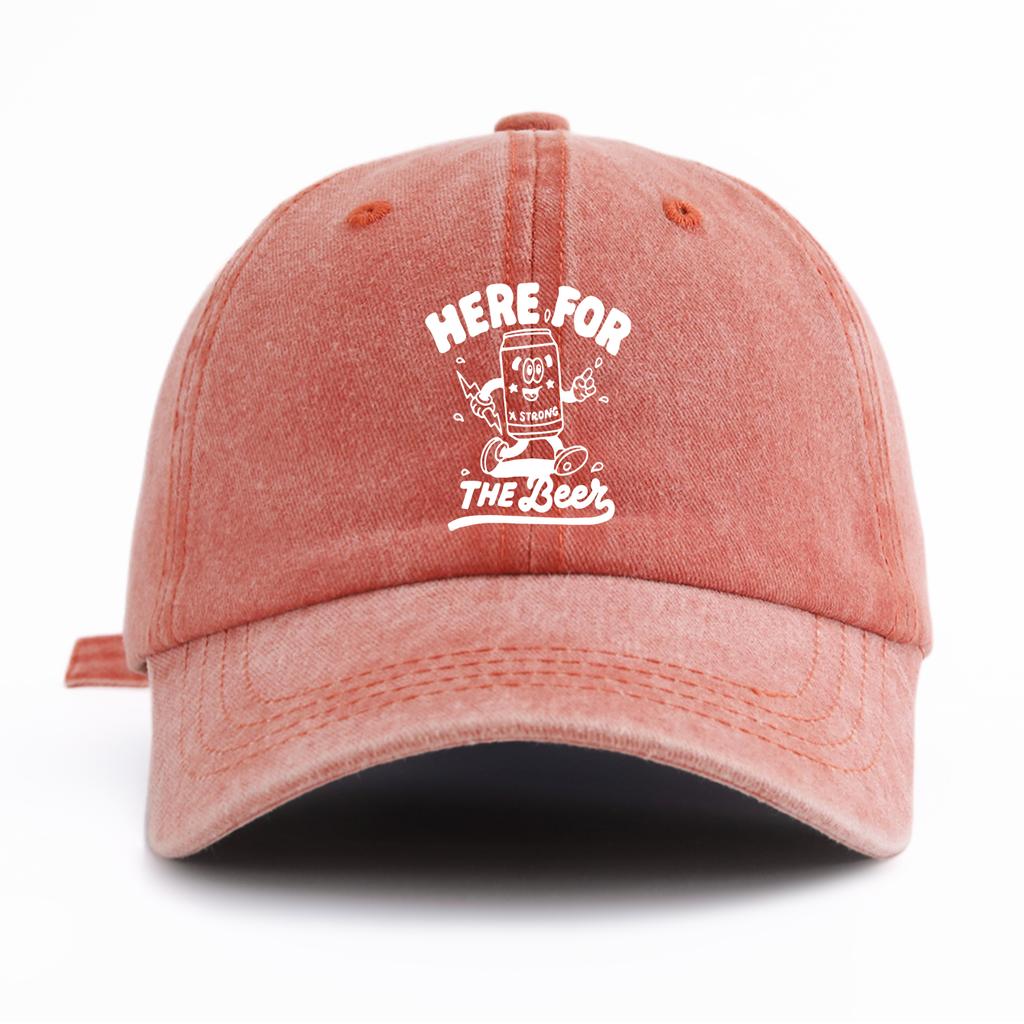 1pc THE BEER Print Washed Baseball Cap for Adults,Minimalist Retro Style Casual Soft Adjustable Dad Hat,Perfect As Gift