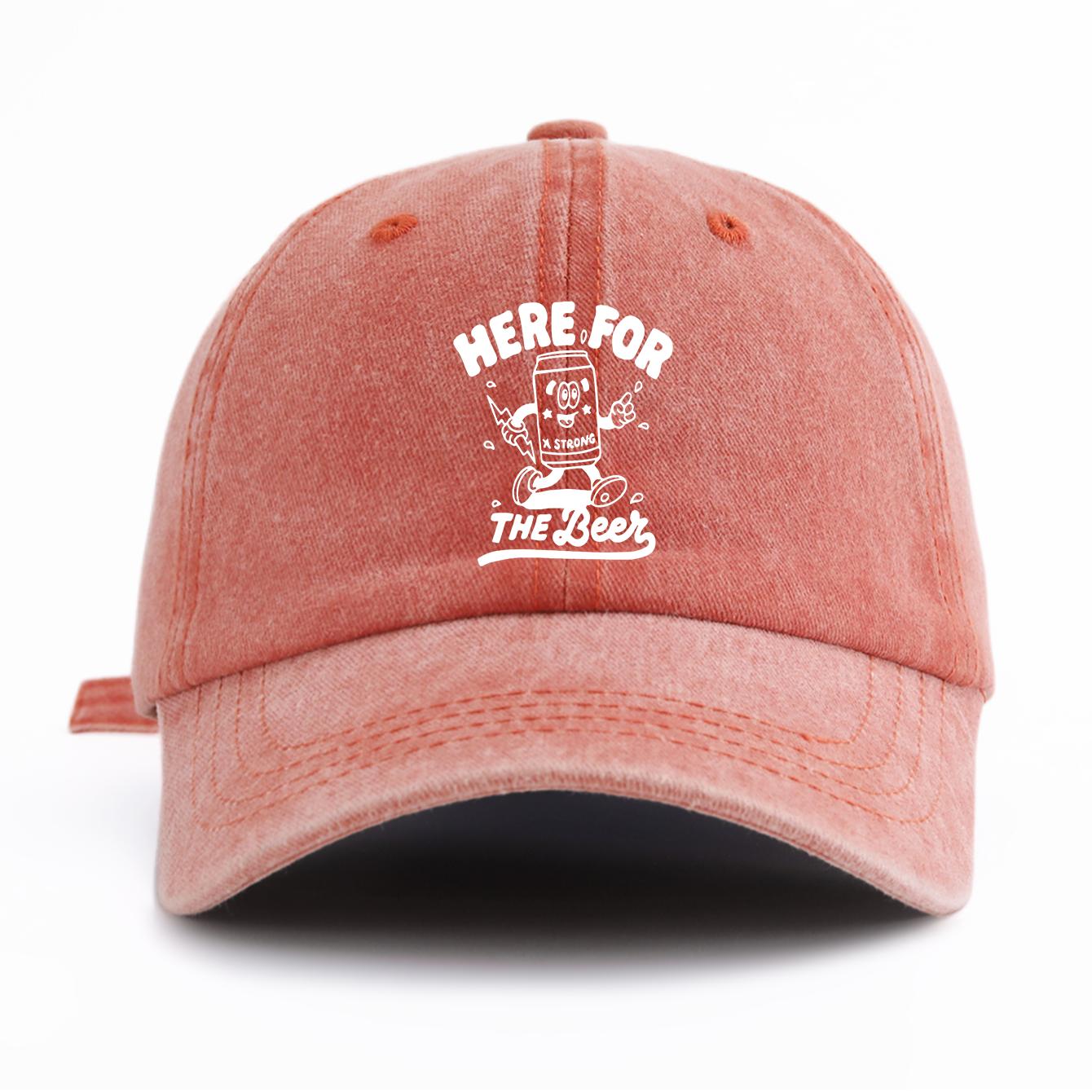 

1pc THE BEER Print Washed Baseball Cap for Adults,Minimalist Retro Style Casual Soft Adjustable Dad Hat,Perfect As Gift помаранчевий