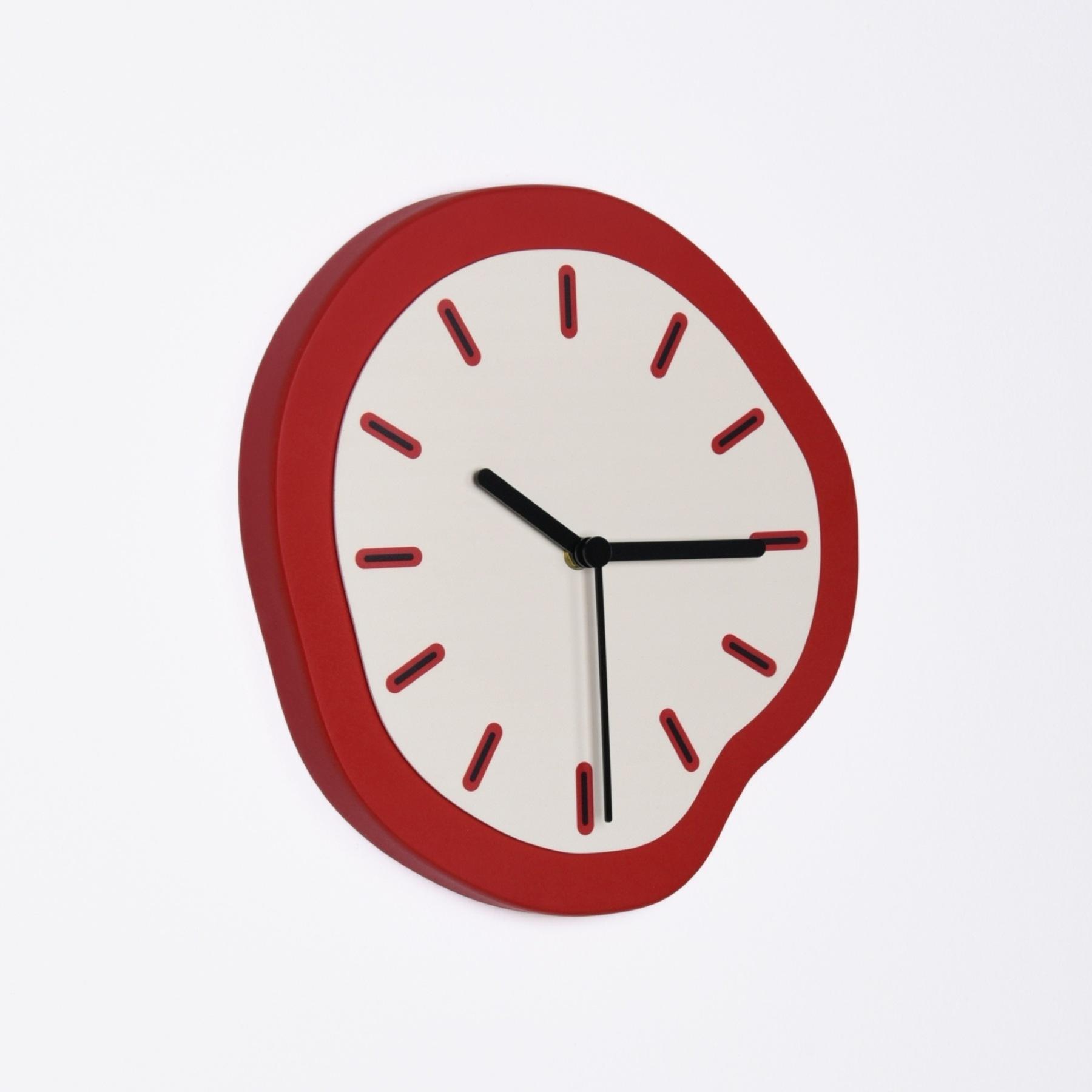 

Nordic Creative Red Silent Punch-free Wall Clock Living Room Decoration Clock New Home Soft Decoration Carmine - 28 × 30cm - SZ16-12