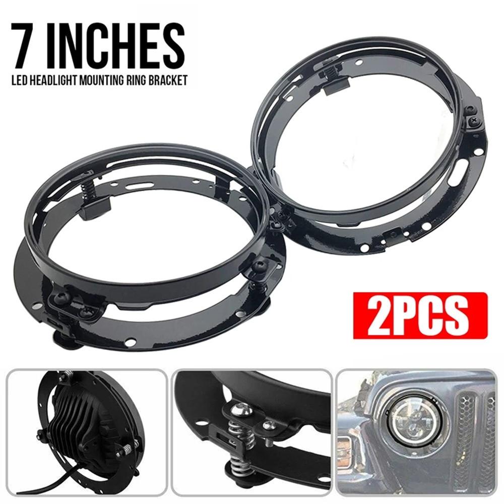 Black/Chrome 7" LED Headlight Mounting Bracket Ring Headlight Mount Lamp Holder Bracket For Wrangler JK Suzuki Samurai Car Motor