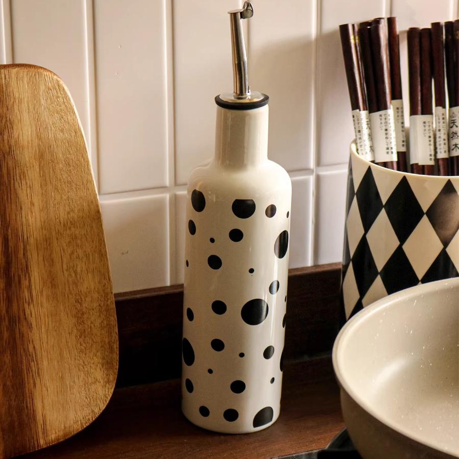 Ceramic Oil Dispenser Oil Automatic Open Close Bottle with No-Drip Spout for Cooking Oil Vinegar Storage Idear Gift