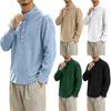 Men's Linen Shirt Long Sleeve Loose Fit Casual Pullover Beach Vacation
