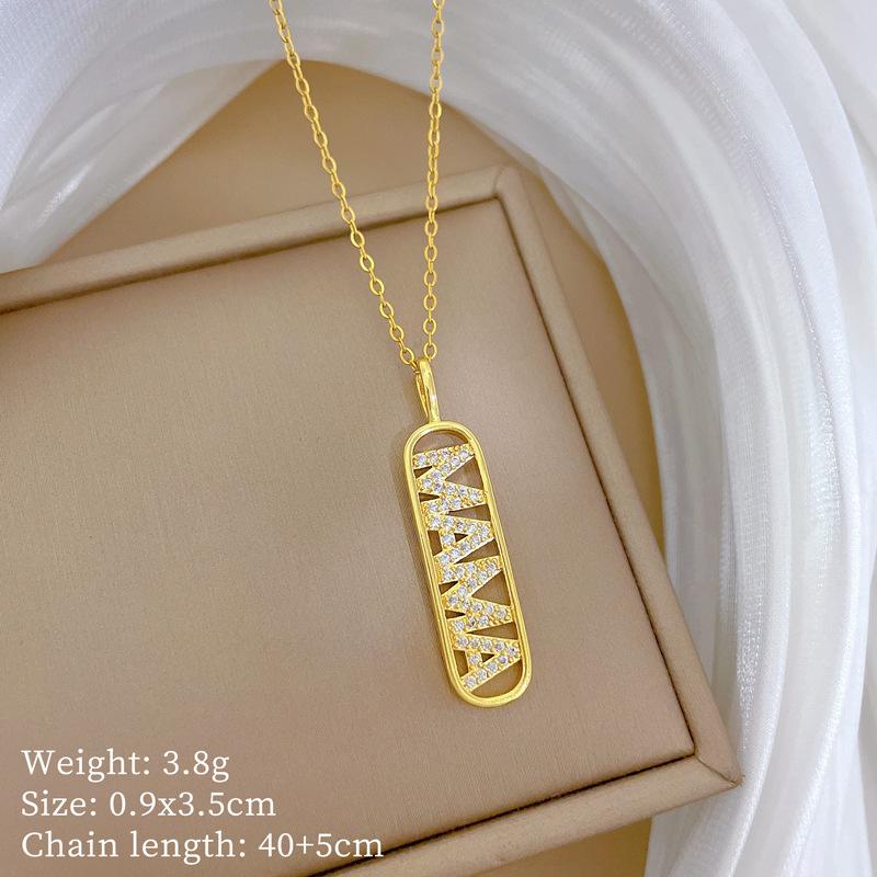 Copper Micro-Inlaid Love Fashion Light Luxury Temperament Gorgeous Full Diamond Necklace Female Versatile Collarbone Chain Titanium Steel