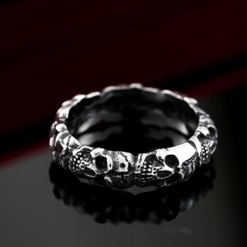 Titanium Steel Skull Head Ring Punk Style Fashion Jewelry