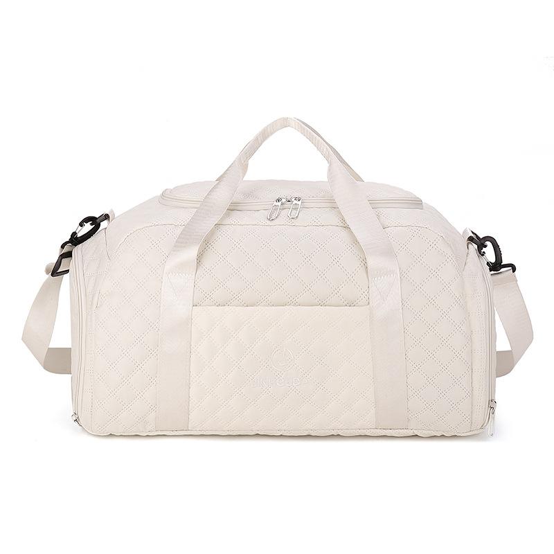 Short-distance Large Capacity Pure Color Belt Shoe Storage Portable Travel Bag Dry Wet Separation Sports Gym Bag Can Be Used for Pulling Rod