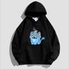 Children's Kpop Style Hooded Sweatshirt with Cute Tiger and Crow Cartoon Girl Hoodies on Top