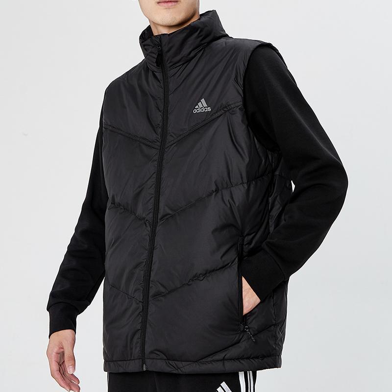 Adidas გარე თბილი საყელოიანი პუხის ჟილეტი მამაკაცებისთვის გარე ტანსაცმელი შავი H20775