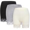 Women's Anti-Exposure Shorts Modal Lace Trim 3-Inch Boy Shorts High Elasticity Comfortable Safety Shorts Black/Nude