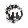 Moon Cat Wreath Couple Moon Cat Wreath, Halloween Decoration Hanging Decoration Door Hanging