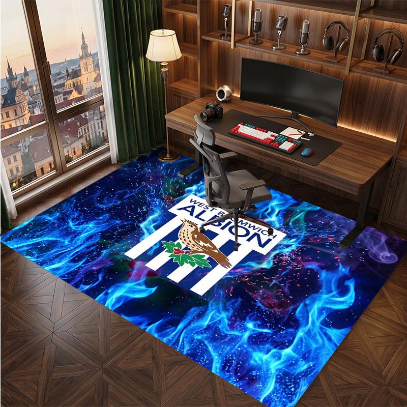 Tappeto in Velluto di Cristallo con Stampa del West Bromwich Albion Football Club, Comodo Assorbente d'Acqua Antiscivolo Tappeto per Pavimento Interno