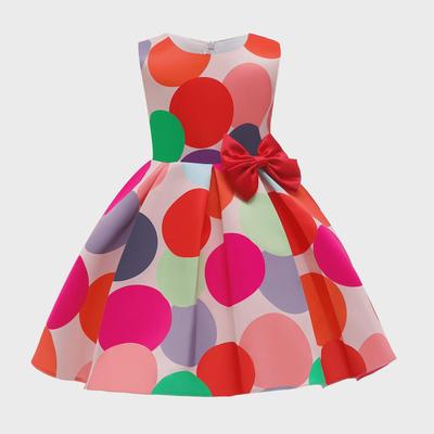 Nouvelle robe de princesse en satin à pois pour fille - Tenue sans manches pour enfant