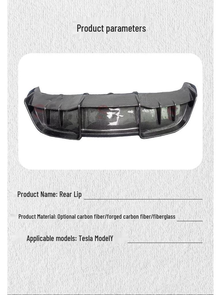 AD Style Carbon Fiber Rear Diffuser Lip for Tesla Model Y