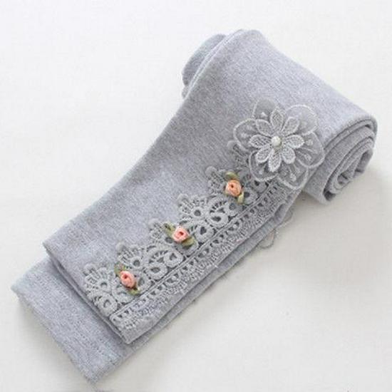 Mädchen Leggings im Prinzessinnenstil mit floraler Stickerei und Hasenprint für Frühling & Herbst