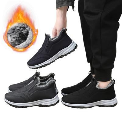 Winter Herrenschuhe Dicker Plüsch Warme Baumwollschuhe Klassische Slip-on Freizeit-Loafer Leichte Gehslipper Winter Warme Sneaker für Herren