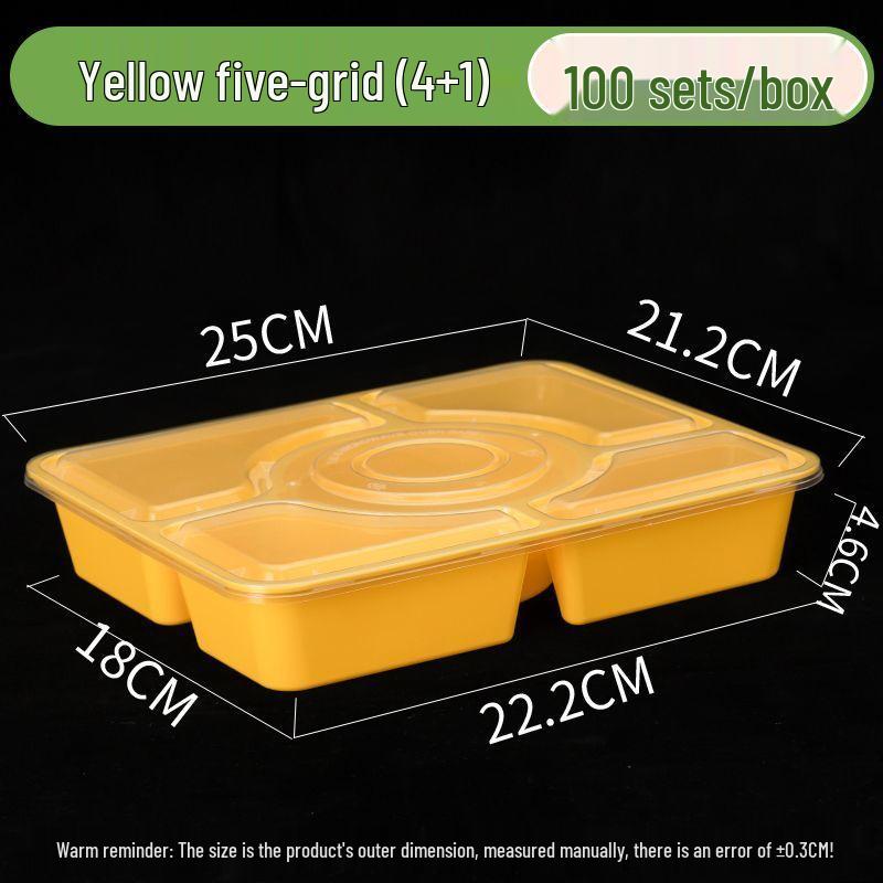 Thickened Disposable Bento Box with Five Compartments