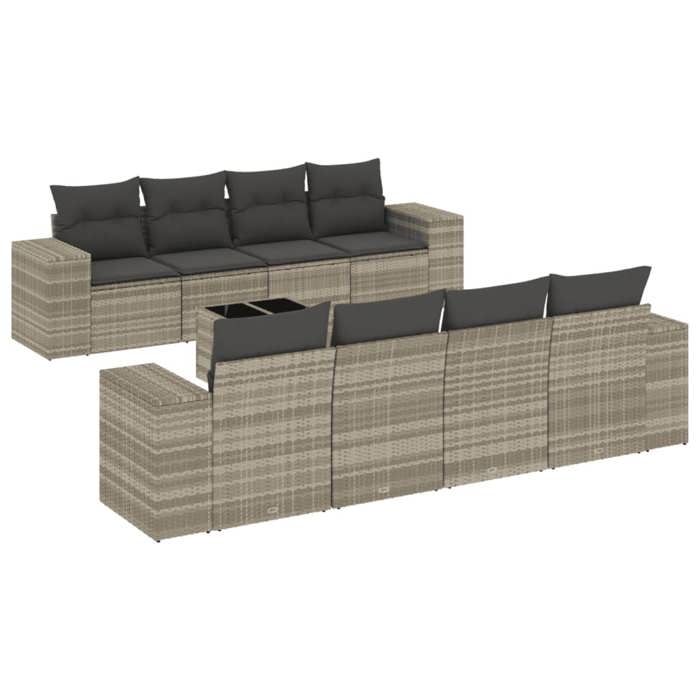 VidaXL Garden Lounge Set with Cushions 9 Pcs, Patio Sofas, Patio Furniture Set, Outdoor Furniture, Grey 3254689