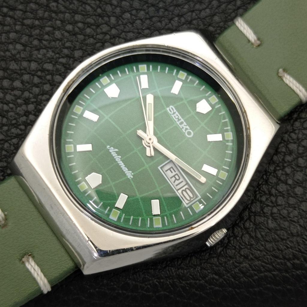 VINTAGE SEIKO AUTOMATIC JAPAN 6309A MENS GREEN COLOR DIAL WATCH a701301-5 R206a-a701301