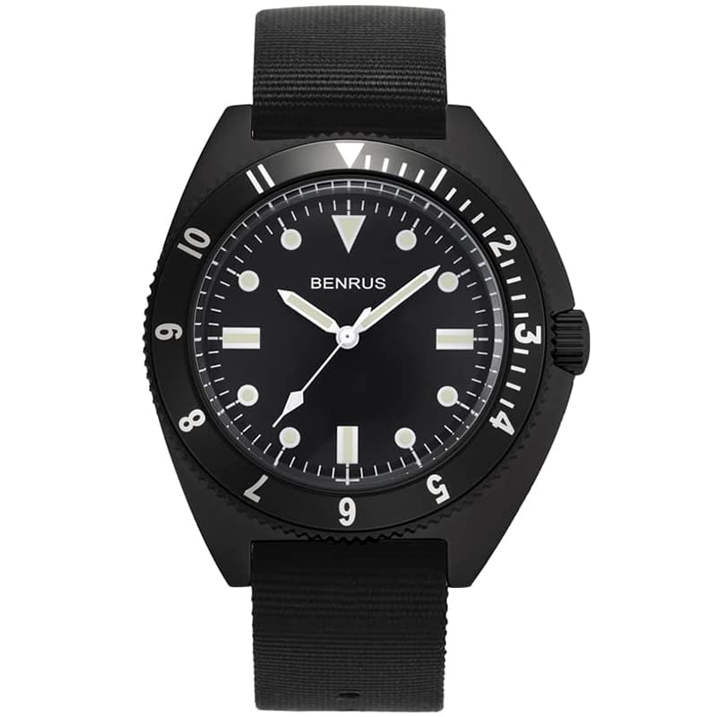 Benrus TYPE-1-BLACK Men's Military Watch, Black