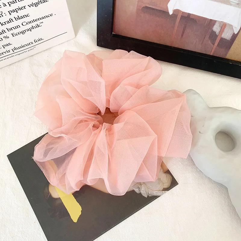 

Модные большие резинки-скранчи из органзы для женщин, летние однотонные держатели для хвостика, эластичные резинки для волос, головные уборы, шушу для волос женские