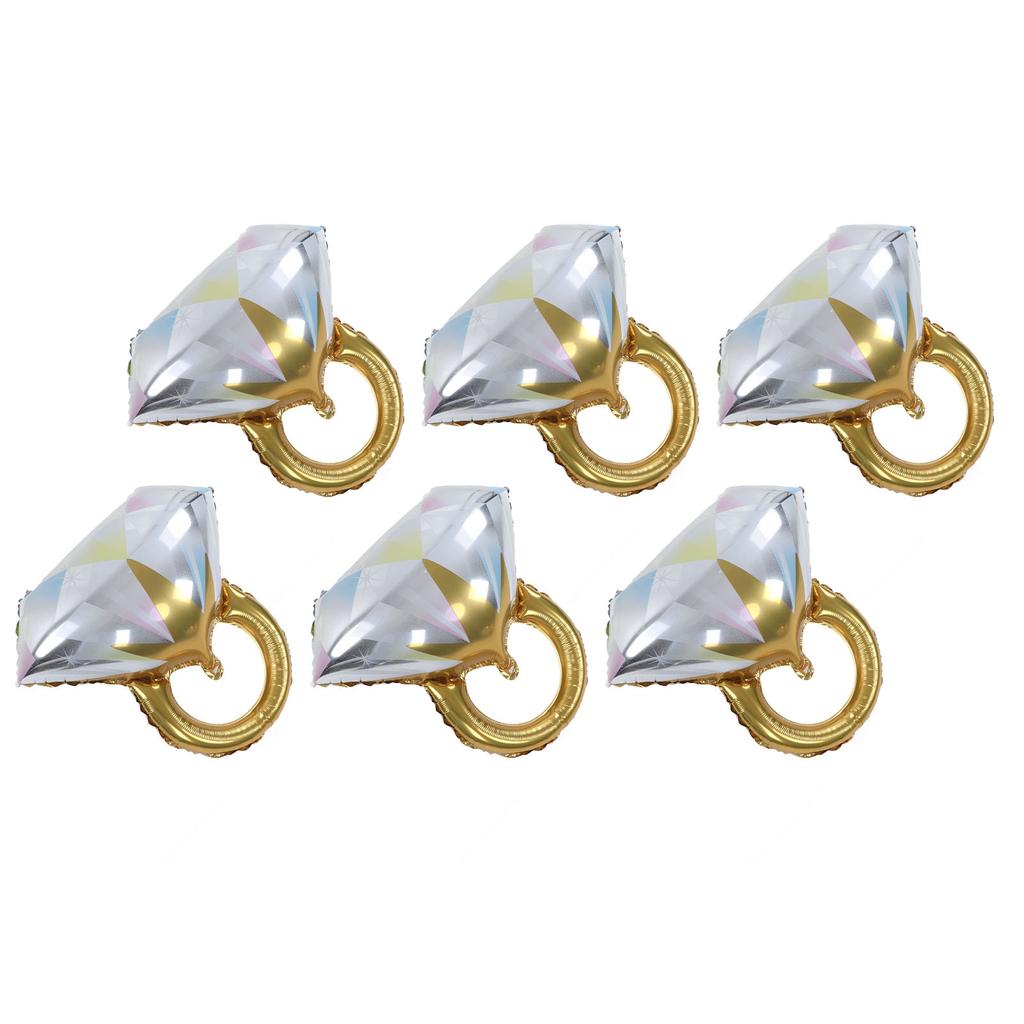 6 Pcs Diamond Ring Balloon Aluminum Foil Spherical Diamond Ring Balloons Bridal Shower Wedding
