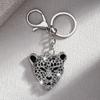 Luxury Keychains Big Creative Gifts with Rhinestone Leopard Head Car Keychain Accessories Crystal Animal Pendant
