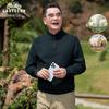 LAOYECHE Men's Mid-Aged Casual Stand-Collar Long-Sleeve T-Shirt