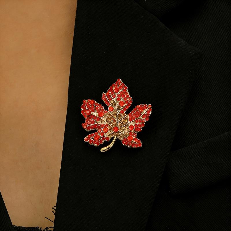 

Red Maple Leaf Women s Brooches Fulll Rhinestone Green Leaf Metal Pins for Women Luxury Brooch Clothing Accessories 2026 new