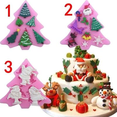 Sugarcraft Cake Decorating Mold Christmas Tree Santa Claus Cake Silicone Mold Fondant Decor DIY Baki