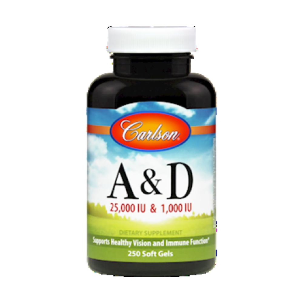 Carlson Labs A & D 25,000 IU & 1,000 IU 250 Gels 1 pcs 250 Tablets
