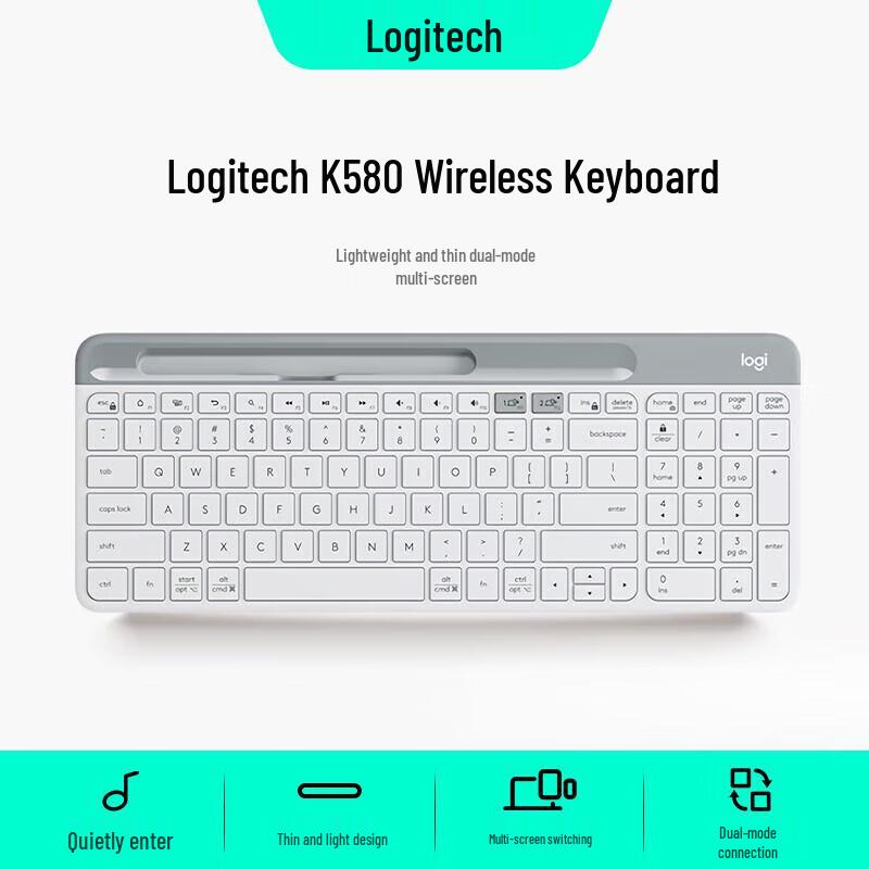 Logitech K580 Wireless Bluetooth Ultra-Thin Silent Keyboard