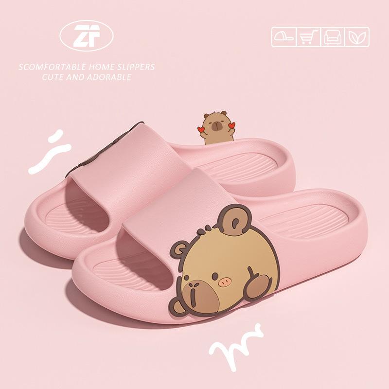 Fashion Capybara Women's Slippers 2025 Fashion Cute Comfortable Home Casual Shoes Non-Slip Bathroom Sandals Cartoon Outdoor Beach Shoes