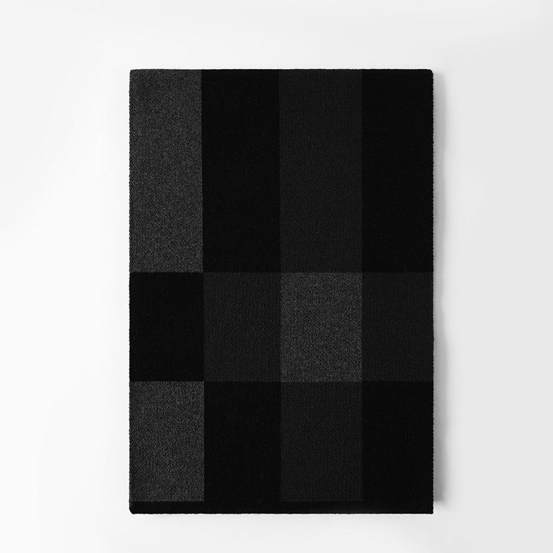 

Новый мужской кашемировый шарф весенний клетчатый простой атмосферный вязаный шарф модный универсальный шарф мужчины 180cm черный серый