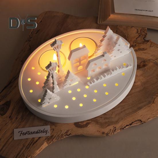 3Pcs Silicone Mold House Resin Casting Mold Easter Candle Making Mold DIY Home Decorate Mold with Tree for Candlestick Plaster Epoxy Soap Making