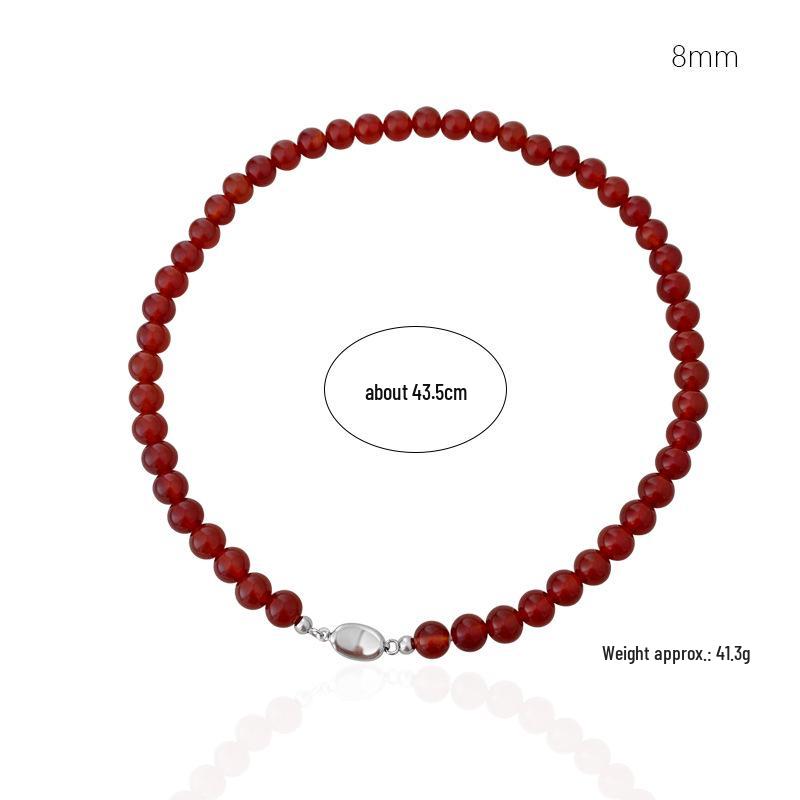 2024 High-End Natural Red Agate Clavicle Choker Necklace for Women: New Chinese National Style Accessory