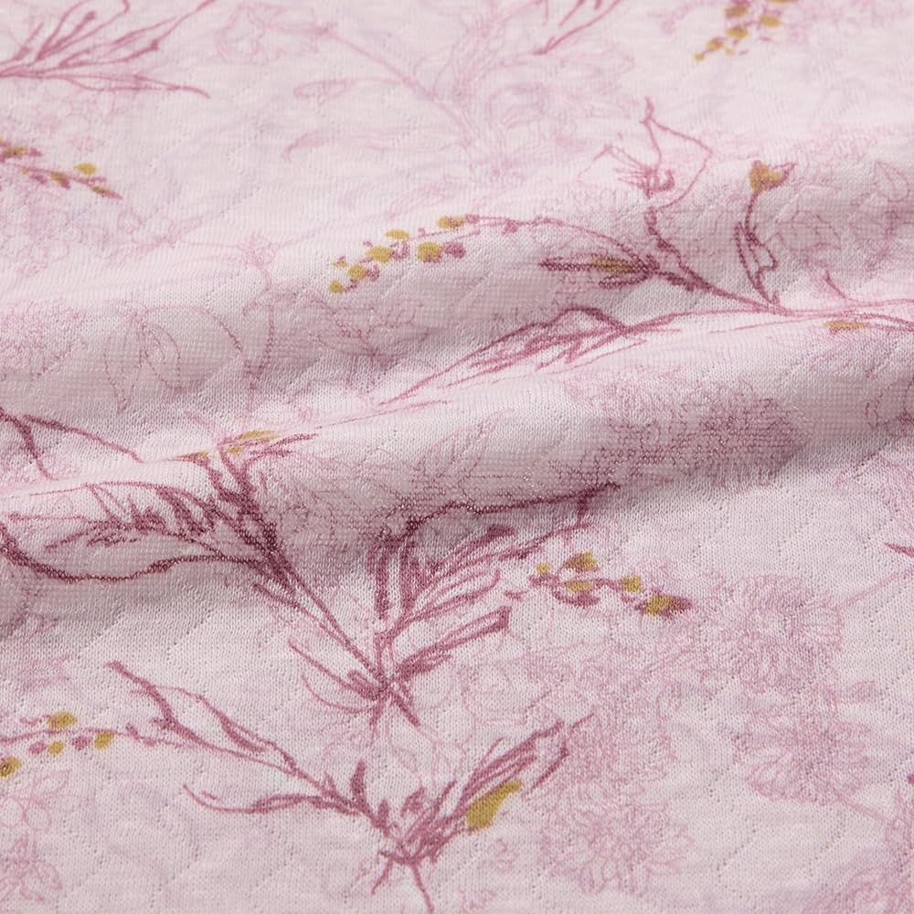 Gunze WARM PLUS Warm Long and Soft Soft Pink Women's Pajamas, Back, Sleeves, Pants, Quilted/Heat-Generating Quilt, (TG4045)