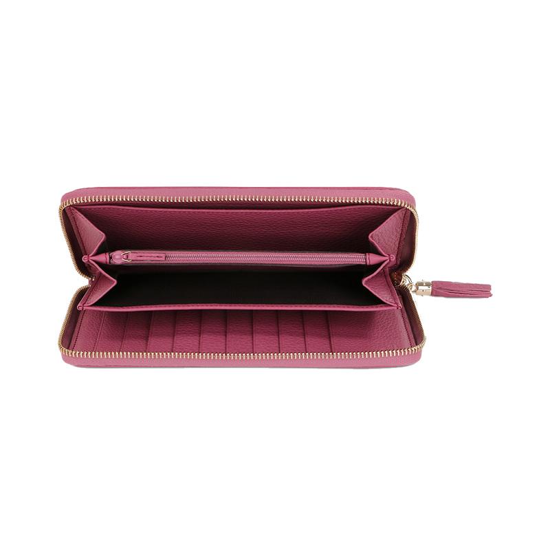 Gucci Soho Logo-Prägung Quasten-Anhänger Leder Lange Reißverschluss-Geldbörse Geldbörse Damen Pink