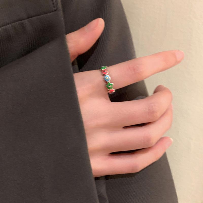 Copper Shaped Heart Adjustable Ring For Women With Vibrant Colorful Zircon Stones Design